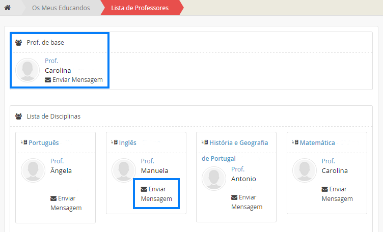 Visualização da Lista de Professores I